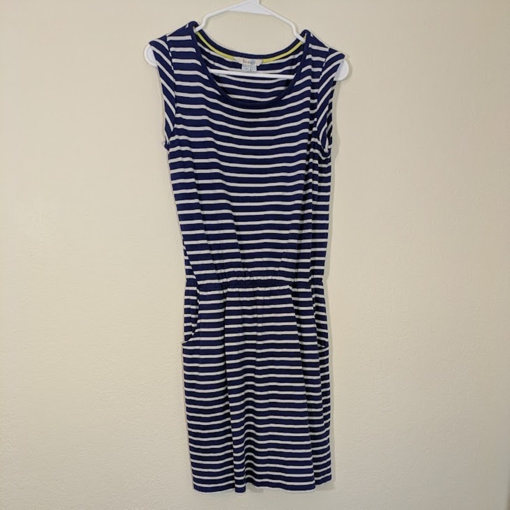 BODEN Blackberry Striped Dress Stretch Waist Pockets Preppy Chic Size 6P